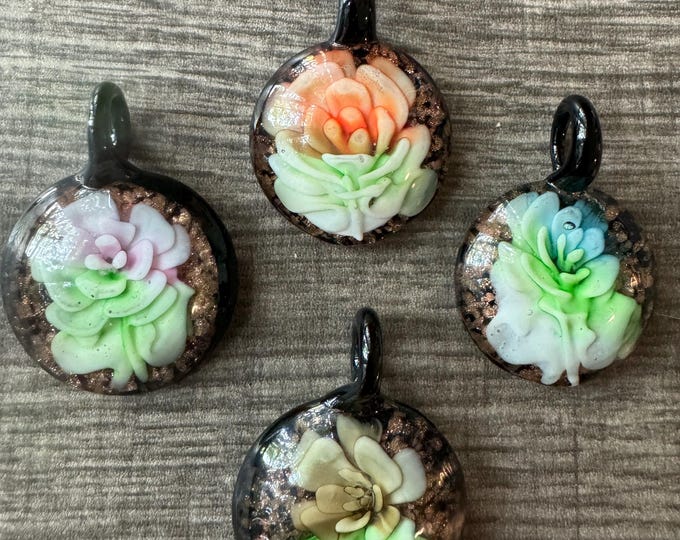 Flower Pendant Necklace | 3D Flower Pendant | Murano Glass Flower Necklace