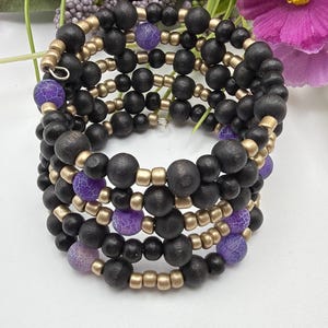 Bracelet en Agate Dragon Craquelée Violette | Bracelet Mémoire | Bracelet en Perles