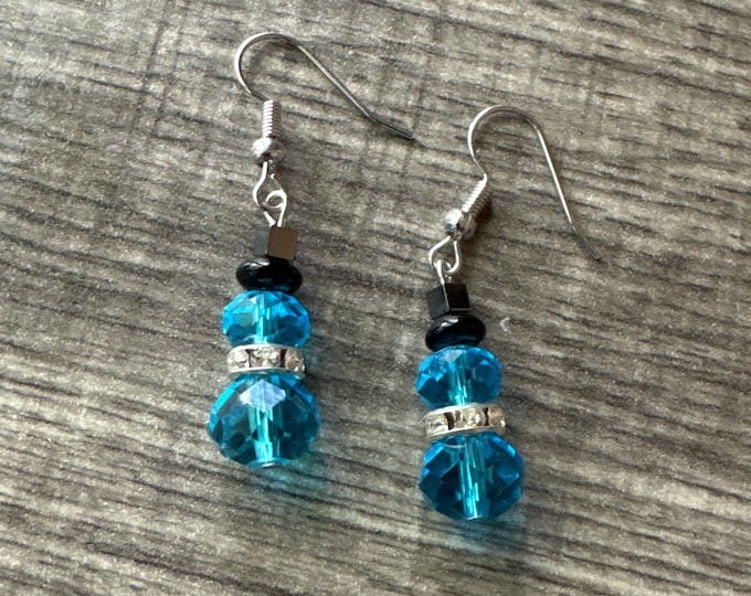 Blue Snowman Earrings | Snowman w/rhinestone Earrings | Christmas Earrings | Stocking Stuffers