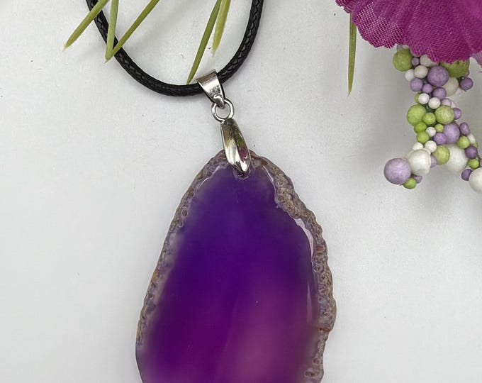 Purple Agate Pendant | Freeform Pendant Necklace
