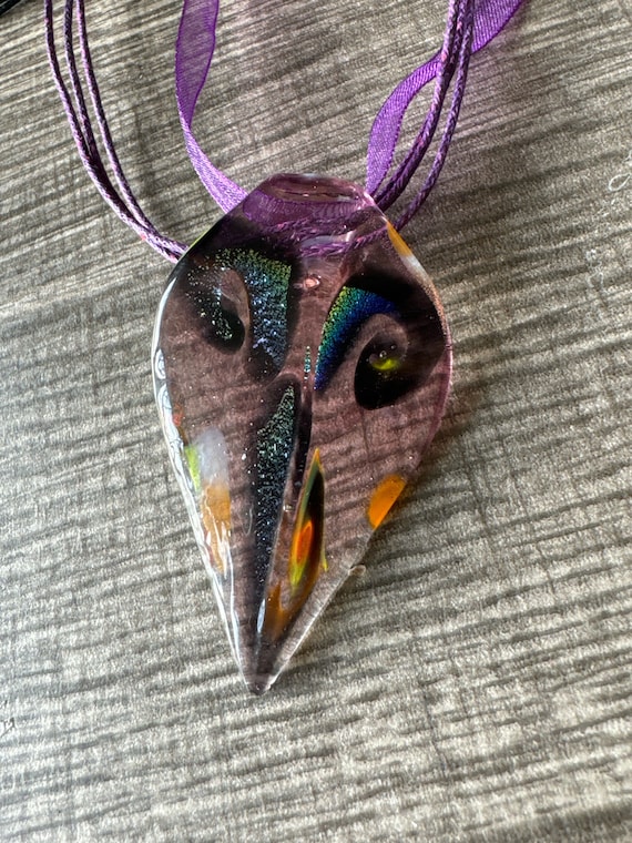 Purple Glass Leaf Pendant | Leaf Pendant Necklace