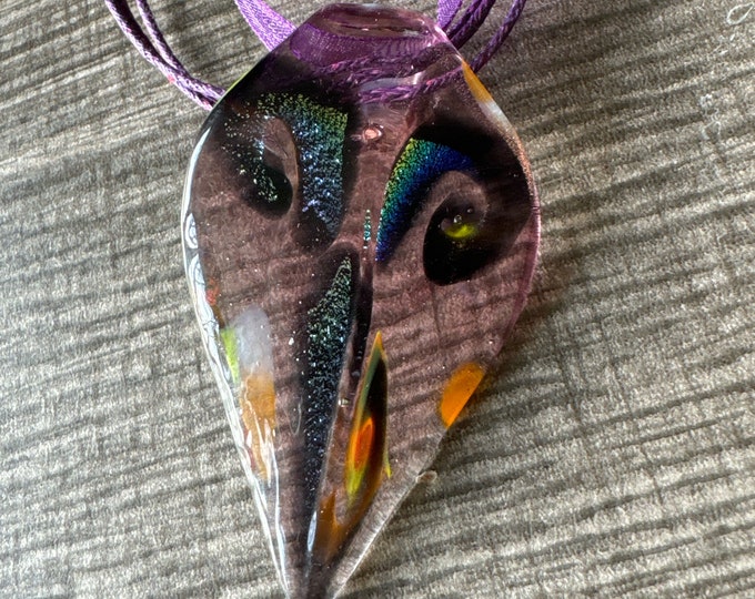 Purple Glass Leaf Pendant | Leaf Pendant Necklace