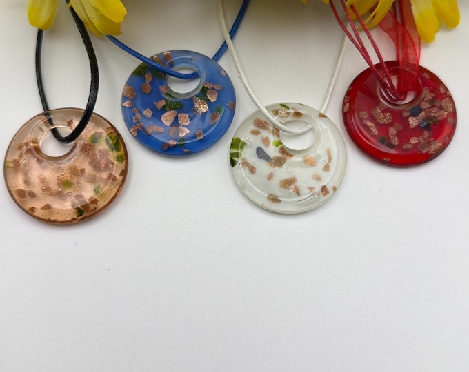 Circle Pendant Necklace | Lampwork Glass Circle