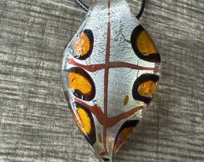 Lampwork Glass Leaf Pendant Necklace