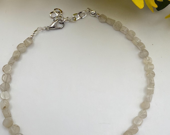 Moonstone Bead Anklet | Minimalist Bead Anklet