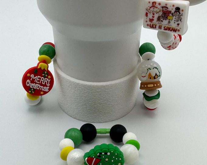 Christmas Themed Tumbler Handle Bracelet | Stanley Cup Accessories | Cup/Tumbler Handle Bracelet