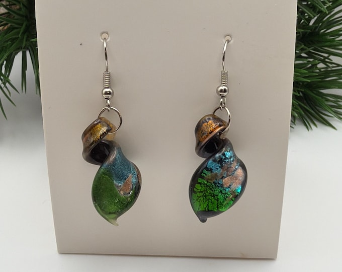 Spiral Lampwork Glass Earrings | Murano Inspired Spiral Glass Earrings