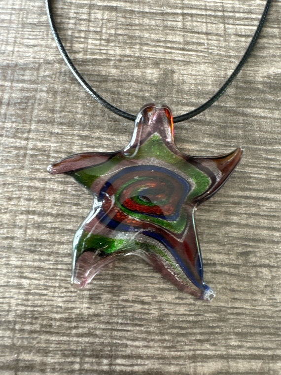 Multi-Color LampWork Starfish | Starfish Pendant Necklace