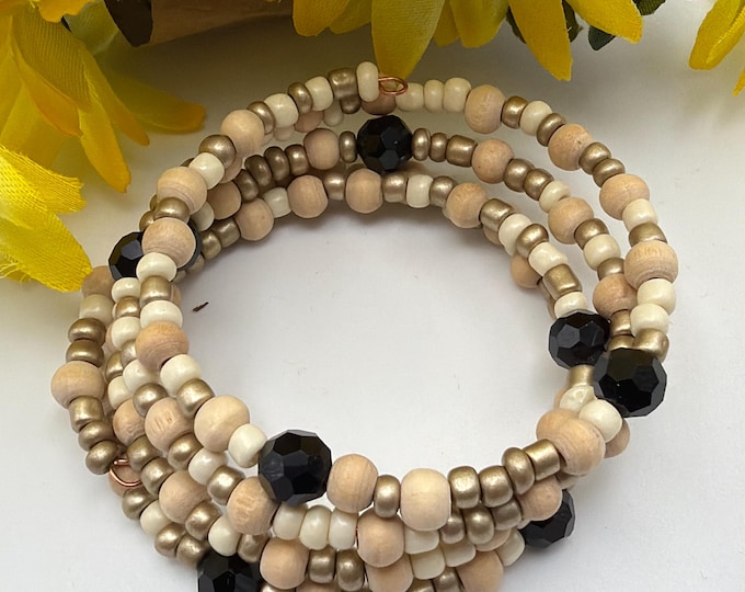Morse Code Memory Wire Bracelet | Beaded Bracelet | Message in a Bracelet | Support Bracelet