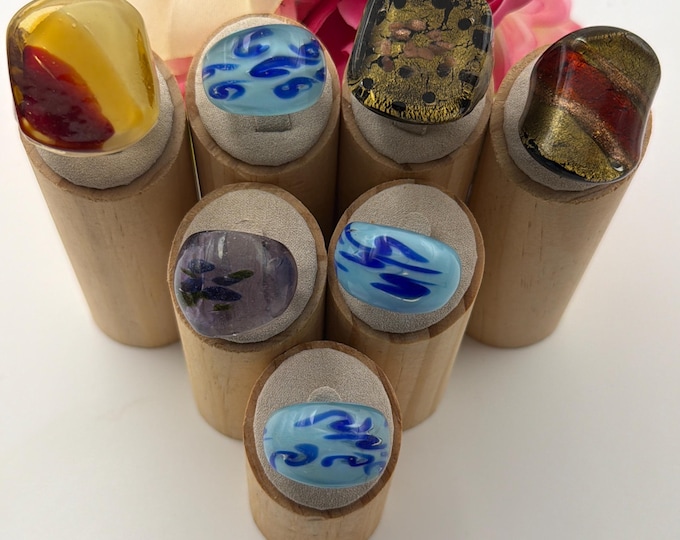 Size 9 - Lampwork Glass Rings | Assorted Glass Rings | Murano Glass Inspired Glass Rings | Millefiori Glass Rings