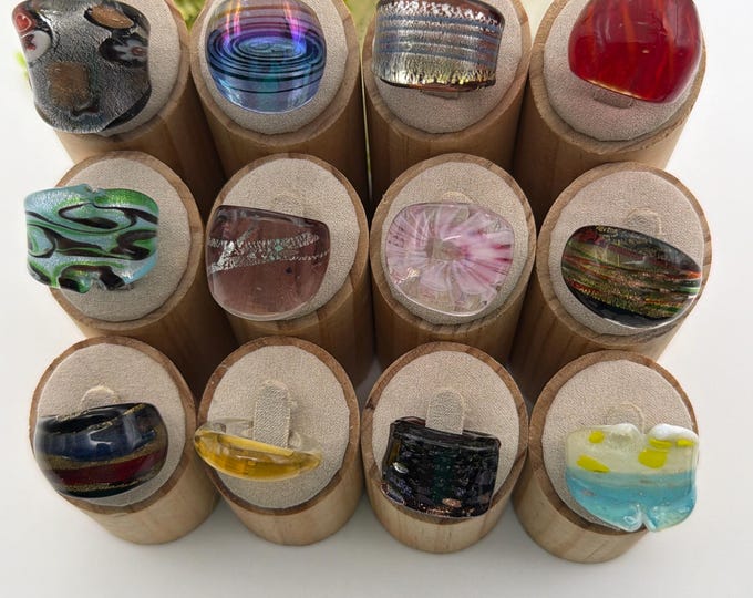 SIZE 7 3/4: Statement Rings | Lampwork Glass Rings | Assorted Glass Rings | Murano Glass Inspired Glass Rings