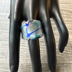 Blue Murano Glass LampWork Ring - Size 8 1/4