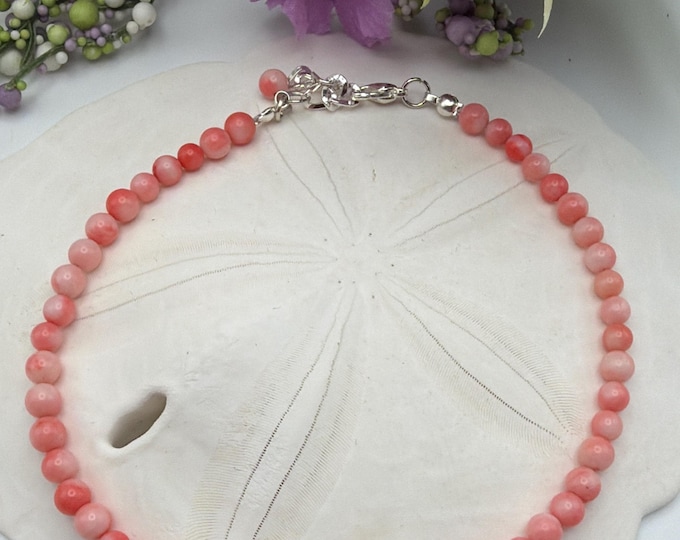 Pink Shell Anklet | Minimalist Shell Bead Anklet