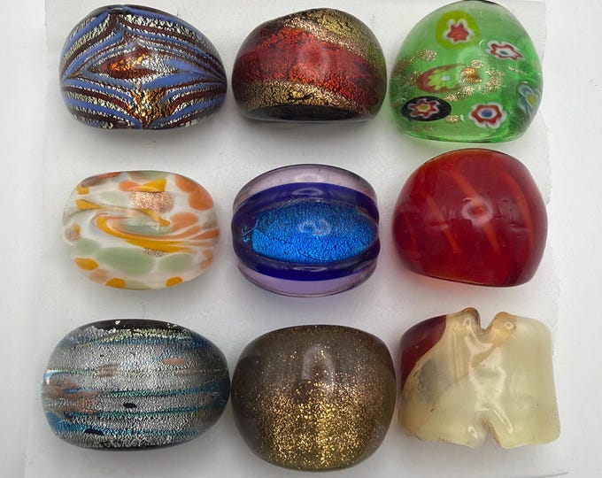 Size 8 - Assorted Glass Rings - Millefiori Glass Rings | Murano Glass Inspired Glass Rings