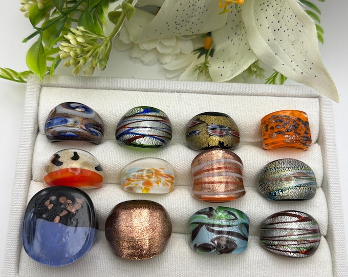 Size 7 1/4 - Lampwork Glass Rings | Assorted Glass Rings | Murano Glass Inspired Glass Rings