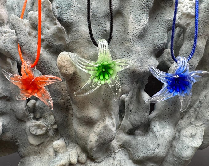 Luminous Glass Starfish | Starfish Pendant Necklace | Starfish Jewelry | Glass Starfish Pendant