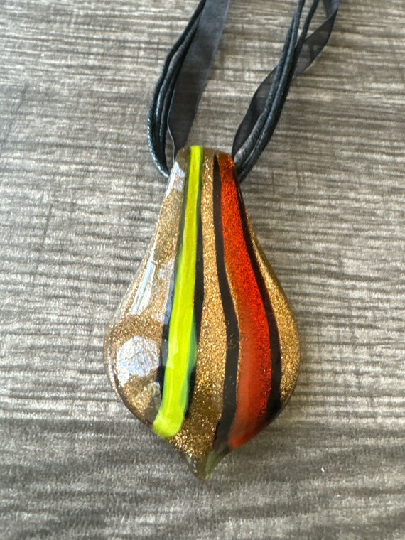 Gold/Yellow/Orange Drop Pendant | Murano Glass Drop | Drop Pendant Necklace