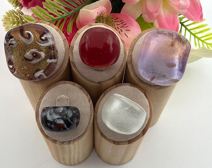 Size 4 3/4 - Lampwork Glass Ring | Assorted Glass Ring | Murano Glass Inspired Glass Ring