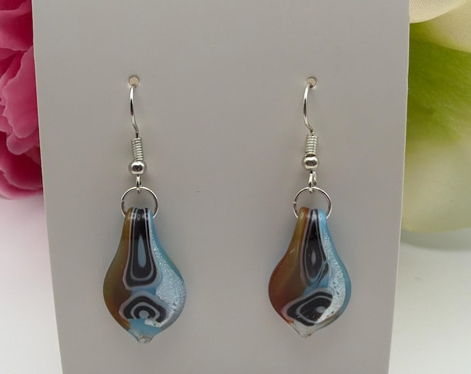 Glass Leaf Earrings | Murano Inspired Glass Leaf Earrings