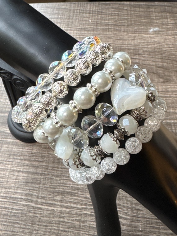 Multi Strand White Memory Wire Bracelet