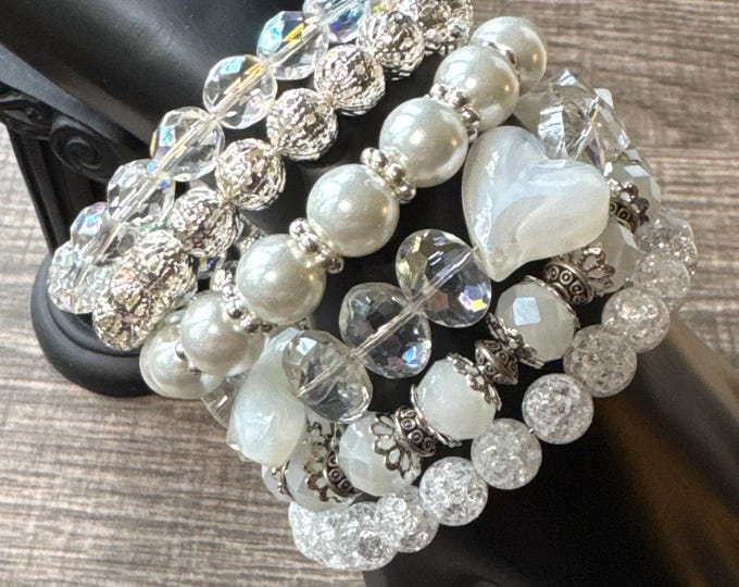 Multi Strand White Memory Wire Bracelet