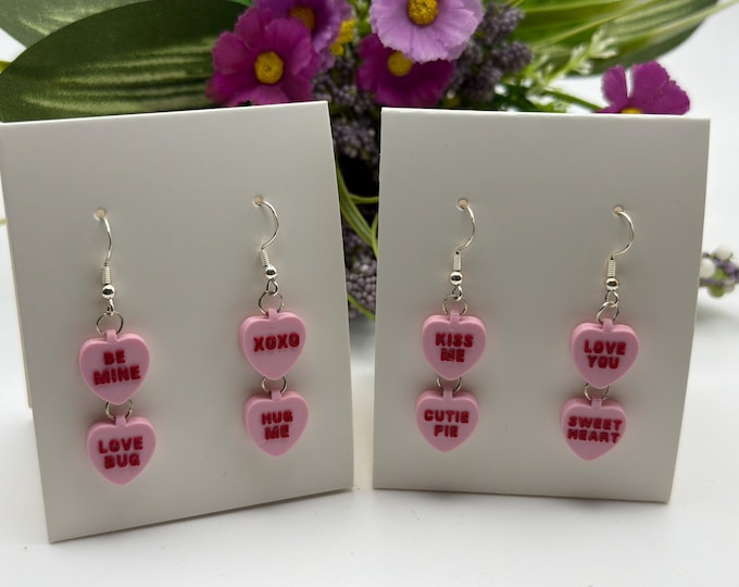Pink Heart Bead Earrings | Valentine’s Heart Earrings