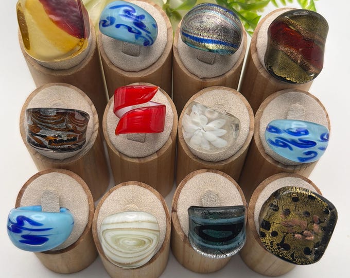 Size 9 * Lampwork Glass Rings | Assorted Glass Rings | Murano Glass Inspired Glass Rings | Millefiori Glass Rings