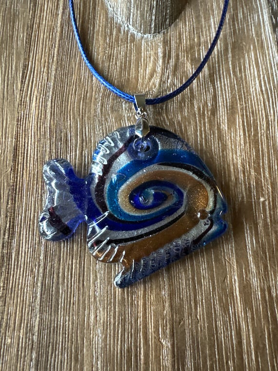Blue Glass Fish Pendant | Lampwork Glass Fish | Fish Pendant Necklace