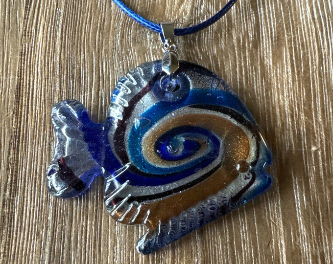 Blue Glass Fish Pendant | Lampwork Glass Fish | Fish Pendant Necklace