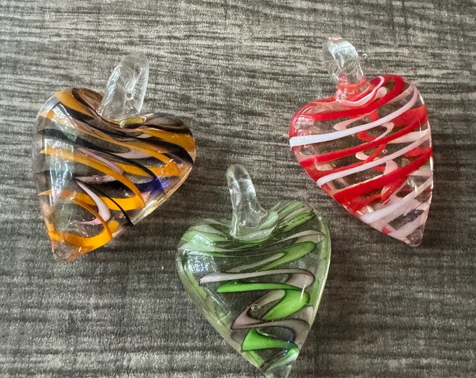 Dual Swirl Heart Pendant Necklace | Glass Heart Pendant | Swirl Heart Necklace