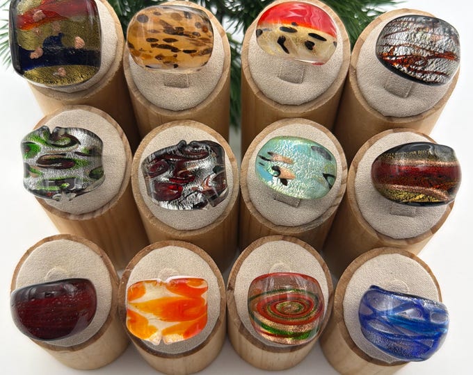 Size 7 3/4 - Lampwork Glass Rings | Assorted Glass Rings | Murano Glass Inspired Glass Rings