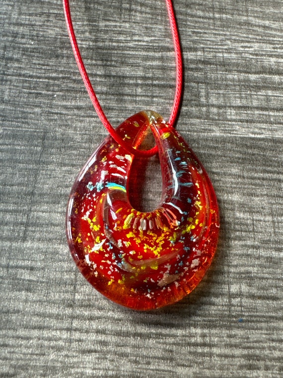 Red Teardrop Pendant | Murano Glass Teardrop | Teardrop Pendant Necklace