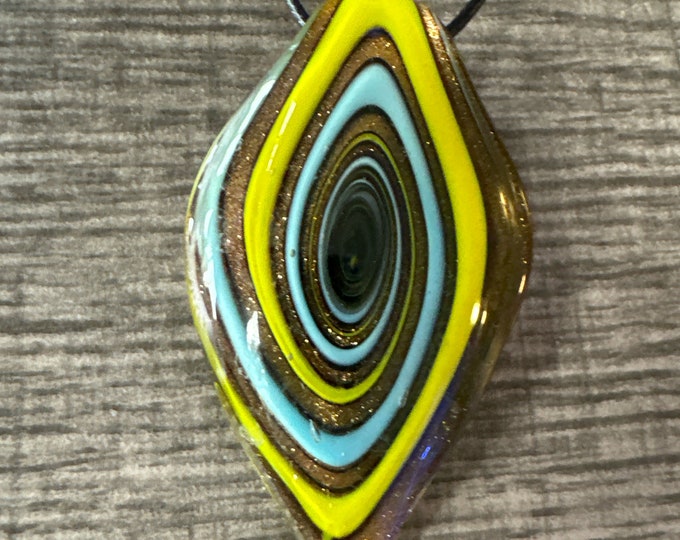 Blue/Gold/Yellow Leaf Pendant | Murano Glass Leaf | Leaf Pendant Necklace