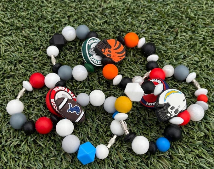Sports Tumbler Handle Bracelet | Stanley Cup Accessories | Cup Handle Bracelet |  Straw Charm | Football | Game Day Handle Charm