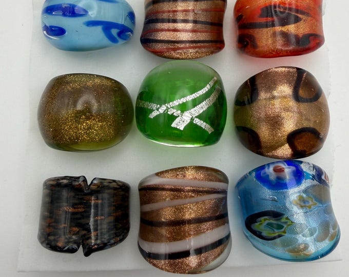Size 8 - Assorted Glass Rings - Millefiori Glass Rings | Murano Glass Inspired Glass Rings