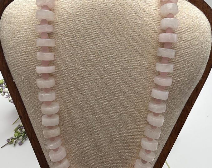 Rose Quartz Necklace Set | 19” Rose Quartz  Gemstone Necklace
