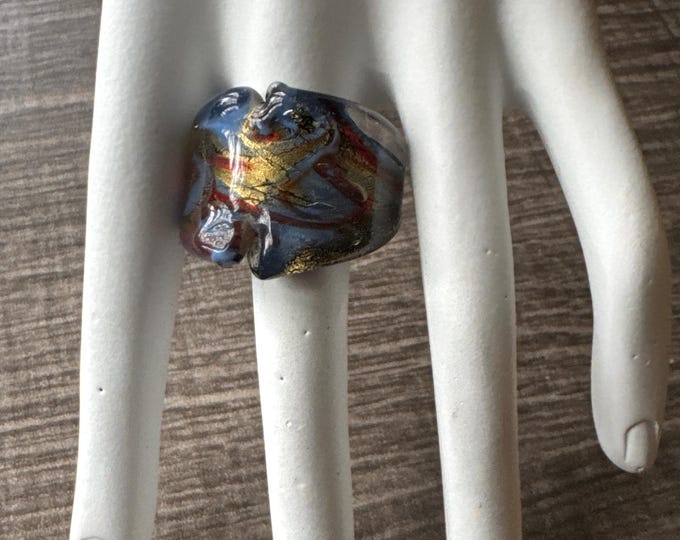 Murano Glass LampWork Ring - Size 8