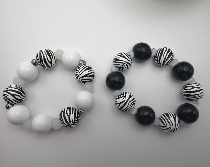 Animal Print Stretch Bracelet | Animal Print Bracelet | Chunky Bead Bracelet