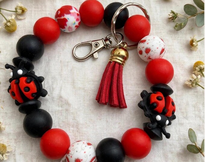 Ladybug Wristlet/Keychain | Red Ladybug Wristlet | Red Ladybug Key Chain