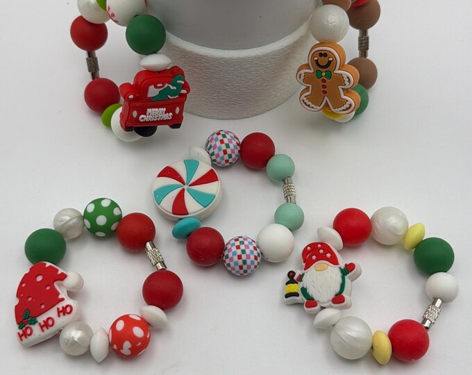 Christmas Themed Tumbler Handle Bracelet | Stanley Cup Accessories | Cup/Tumbler Handle Bracelet