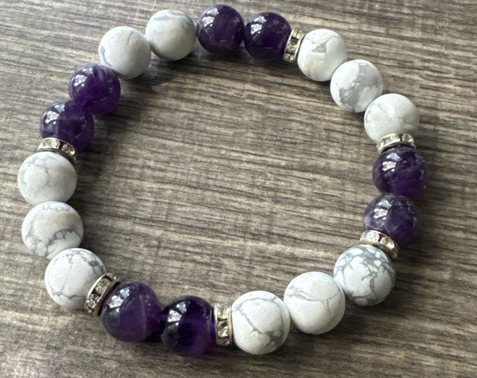 Howlite & Deep Amethyst Bracelet