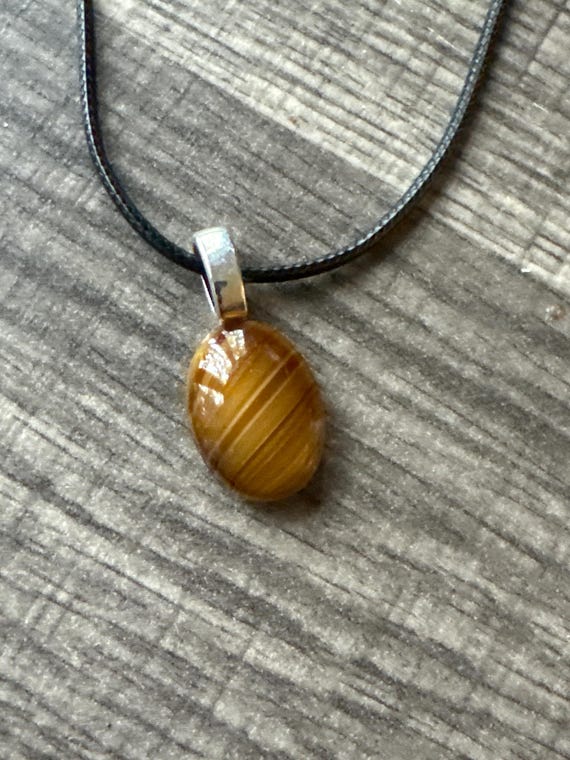 Tiger Eye Cabochon Pendant | Tiger Eye Pendant Necklace | Small Tiger Eye Pendant