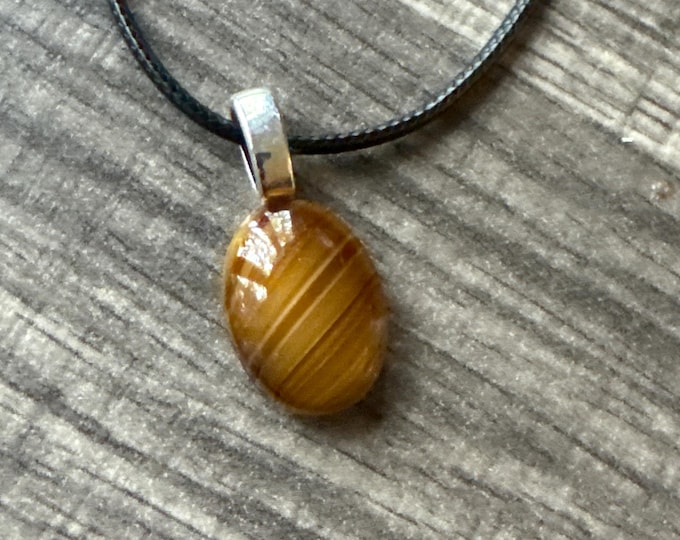 Tiger Eye Cabochon Pendant | Tiger Eye Pendant Necklace | Small Tiger Eye Pendant