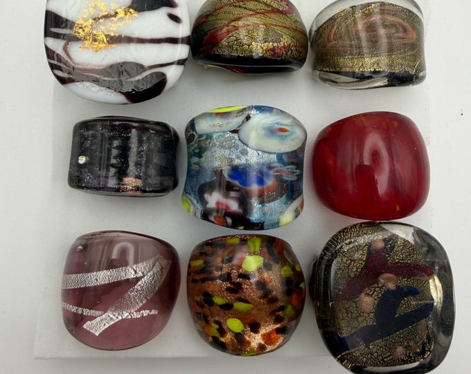 Size 8 - Assorted Glass Rings - Millefiori Glass Rings | Murano Glass Inspired Glass Rings
