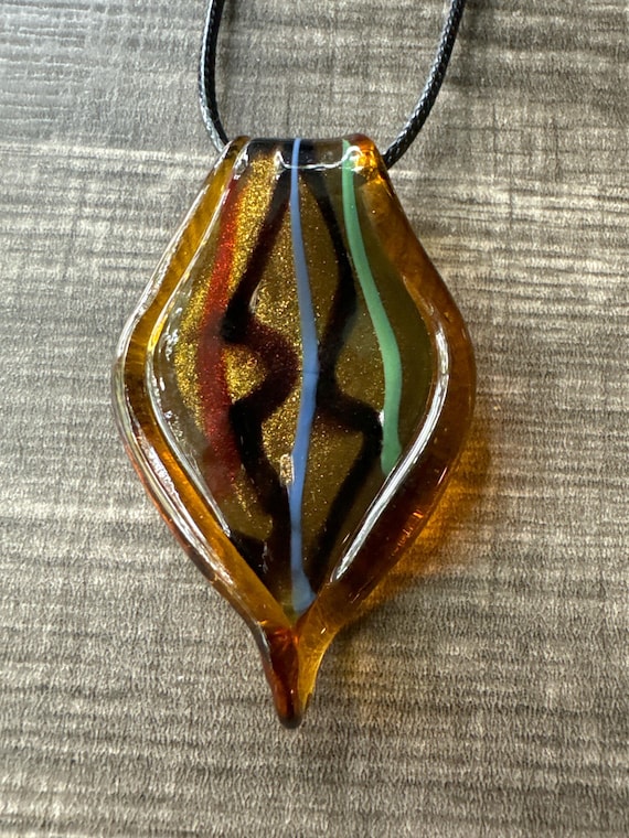 Brown/Gold Color Leaf Pendant | Murano Glass Leaf | Leaf Pendant Necklace