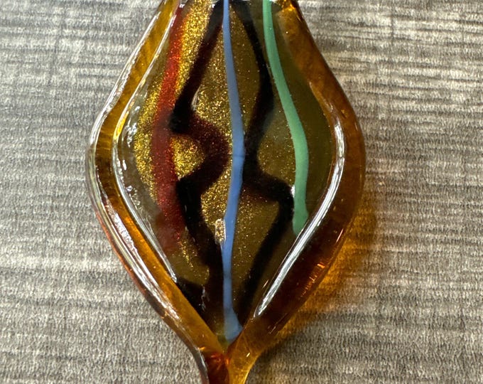 Brown/Gold Color Leaf Pendant | Murano Glass Leaf | Leaf Pendant Necklace