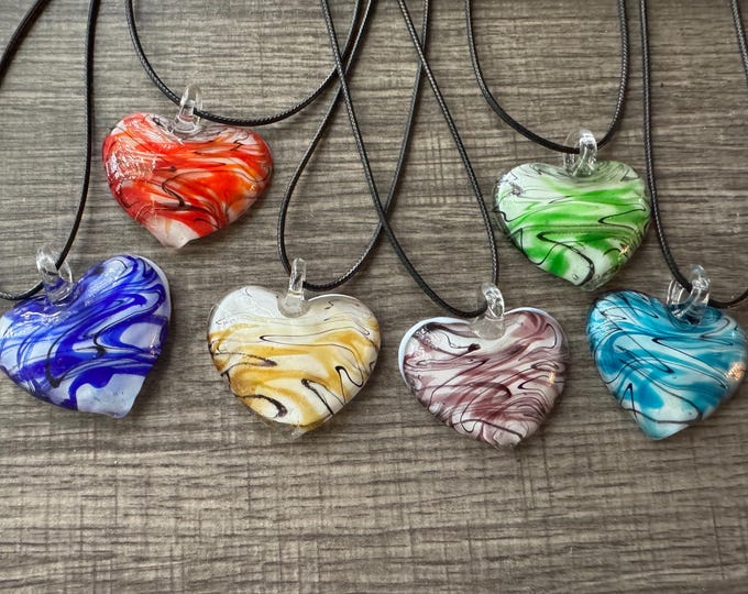 Swirl Design Heart Pendant | Colorful Heart Pendant Necklace
