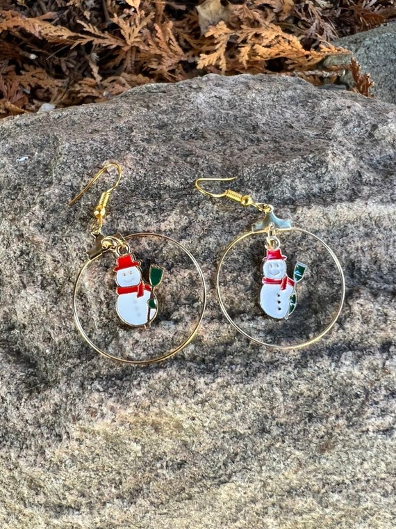 Snowman Hoop Earrings
