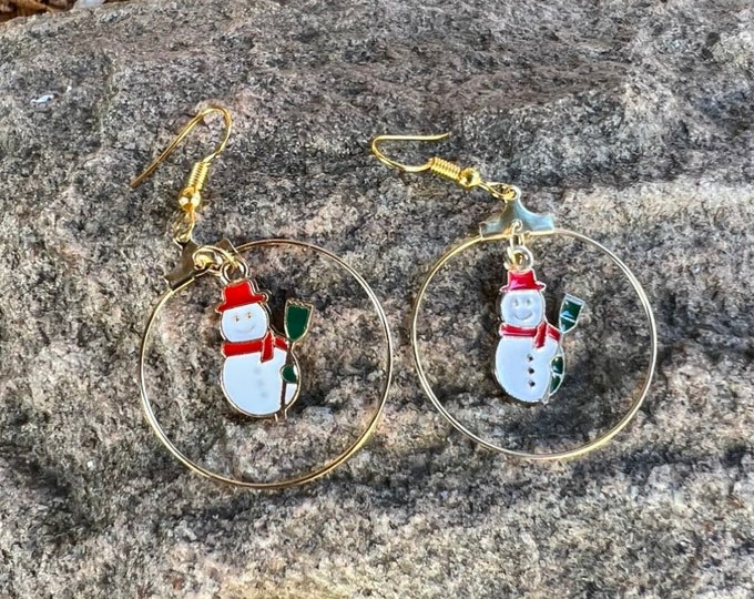 Snowman Hoop Earrings