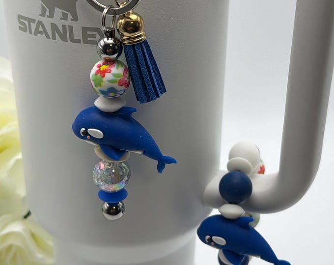 Whale Tumbler Handle Bracelet | Stanley Cup Accessories | Cup Handle Bracelet | Whale Straw Charm/Purse Charm